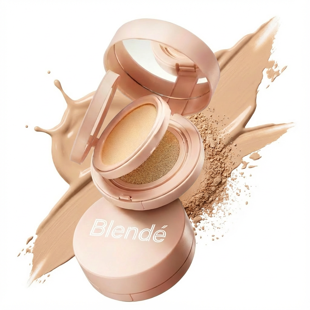 Cojín de polvo de doble capa 2 en 1 – Acabado natural y transparente